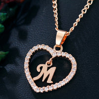 Womens Jewelry Name Initials Heart Pendant Necklace 26 Letters Zircon Love Necklaces Girls Gifts the First Letter Accessories