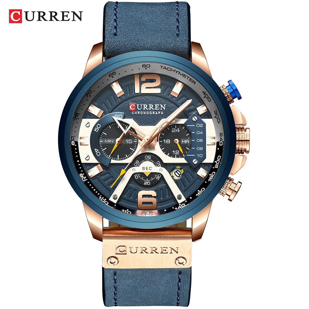 Blue Top Brand Luxury Military Leather Wrist Watch