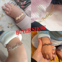 Lemegeton Personalized Custom Name Bracelet For Women Baby Girls Jewelry Gold Color Stainless Steel Adjustable Chain Bracelets