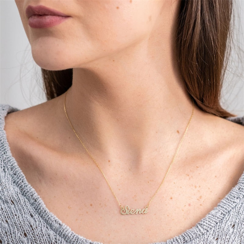 Custom Name Necklace with Crown Personalized Gold Customized Necklaces for Women Girls Stainless Steel Choker Nameplate Jewelry