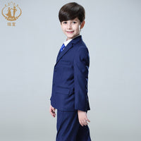 Nimble Spring Autumn Formal Suit for Boy Children Party Host Wedding Costume Wholesale Clothing Coat Pants Vest 3Pcs Blue Blazer