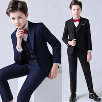 Spring Autumn Formal Children's Dress Suit Flower Boy Wedding Party Performance Costume Kids Blazer Vest Pants Clothes Set