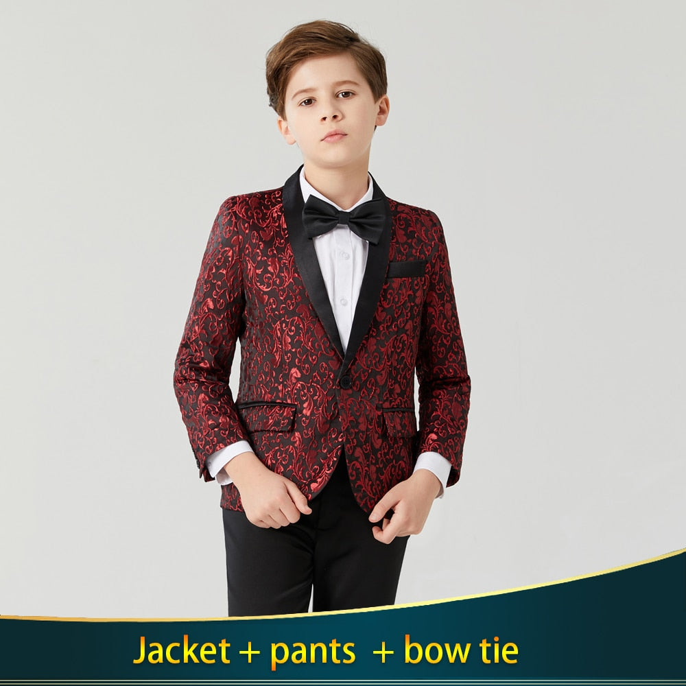 Boy's Casual Suit Blazer  Flower Boy Suit Dress For Wedding Children Formal Blazer Clothes Children's Jacquard suit coat