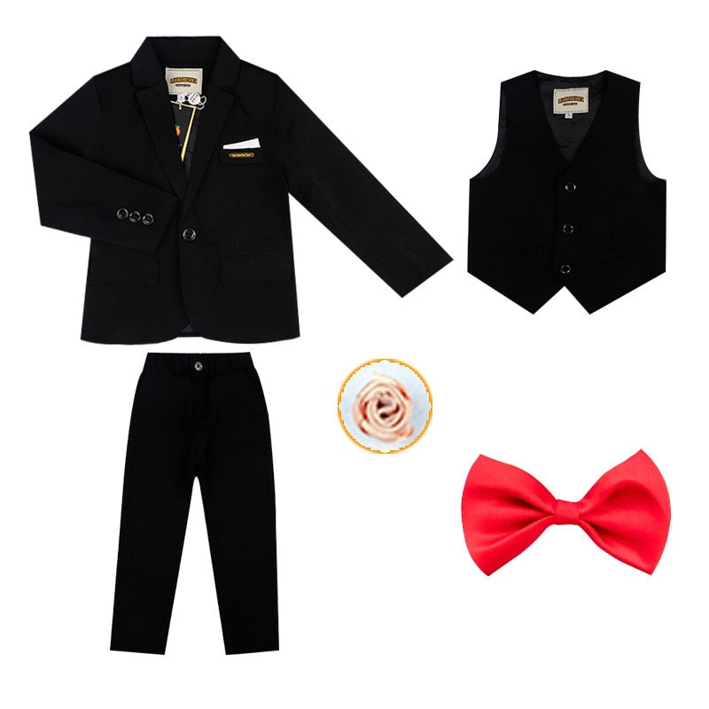 2019 Spring Flower Boys Formal Blazer Clothing Set Kids Jacket Vest Pants 3Pcs Wedding Tuxedo Suit Children Birthday Costume