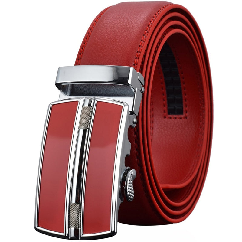 Luxury Automatic Buckle Genuine Leather Strap Black Brown Belt