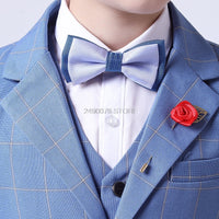 Brand Flowers Boys Formal Suit Wedding campus student Tuxedo Dress Gentleman Kids Jacket Vest Pants 3Pcs ceremony Costume