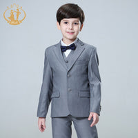Nimble Spring Autumn Formal Boys Suits for Weddings Children Party Host Costume Wholesale Clothing 3Pcs/Set Blazer Vest Pants