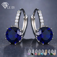 LXOEN Fashion 10 Colors AAA CZ Hoop Earrings For Women Silver Color Crystal Girl Hoops Jewelry Gift Wholesale brinco bijoux