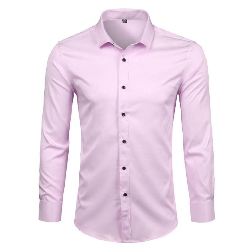 Purple Men's Bamboo Fiber Dress Shirt 2018 Brand New Slim Fit Long Sleeve Chemise Homme Non Iron Easy Care Formal Shirt For Men