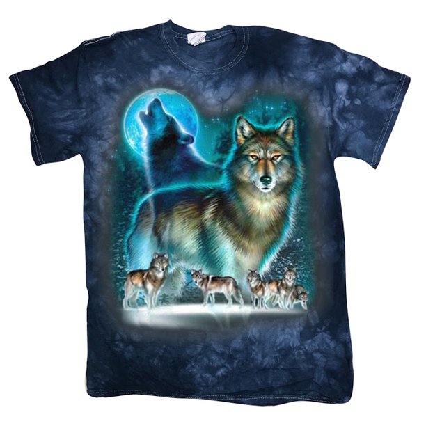 Pack of wolves lone wolf moon t-shirt graphic tee for men