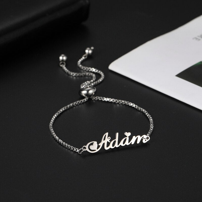 Lemegeton Personalized Custom Name Bracelet For Women Baby Girls Jewelry Gold Color Stainless Steel Adjustable Chain Bracelets