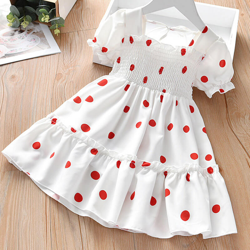 SKU: 327KW3241 Wholesale Girls Fashion Elastic Polka Dot Dress