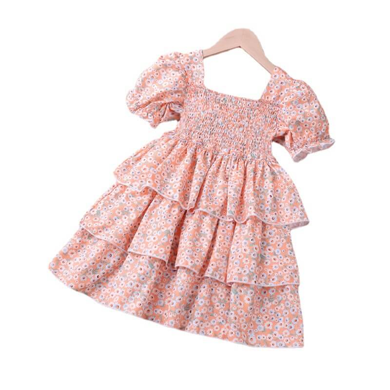 SKU: 327KW3245 Wholesale Girls Fashion Puff Sleeve Floral Dress Min.Order : 1