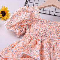 SKU: 327KW3245 Wholesale Girls Fashion Puff Sleeve Floral Dress Min.Order : 1