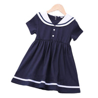 SKU: 327KW3248 Wholesale Girls Simple Lapel Short-sleeve Dress