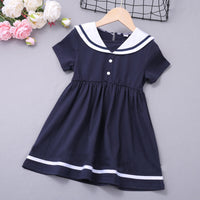 SKU: 327KW3248 Wholesale Girls Simple Lapel Short-sleeve Dress