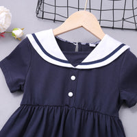 SKU: 327KW3248 Wholesale Girls Simple Lapel Short-sleeve Dress