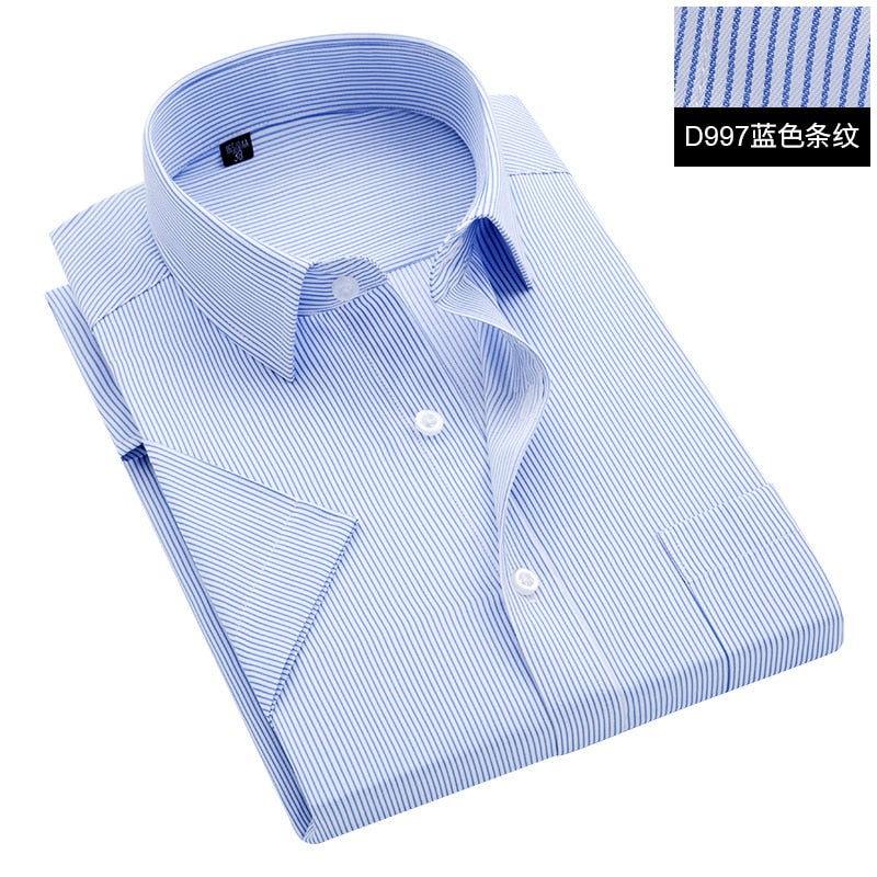 Summer S~8xl men's striped short sleeve dress shirt