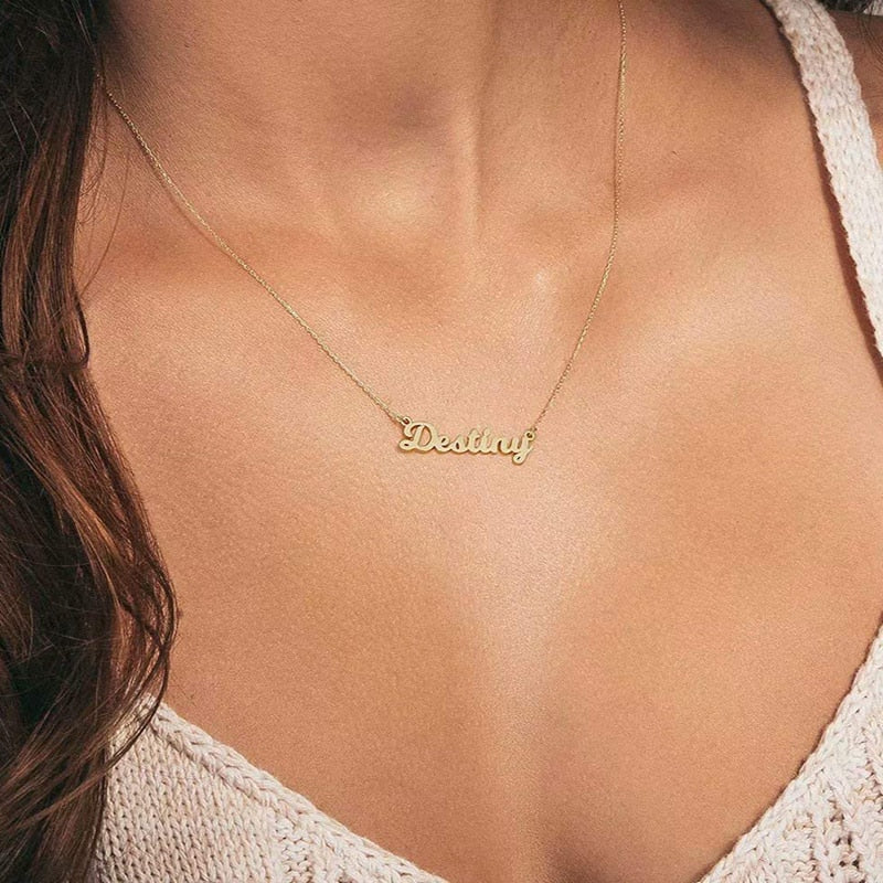 Custom Name Necklace with Crown Personalized Gold Customized Necklaces for Women Girls Stainless Steel Choker Nameplate Jewelry