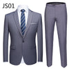 Good quality 2 piece men's wedding suit male slim fit business office plus size Blazer+ pants men suit set