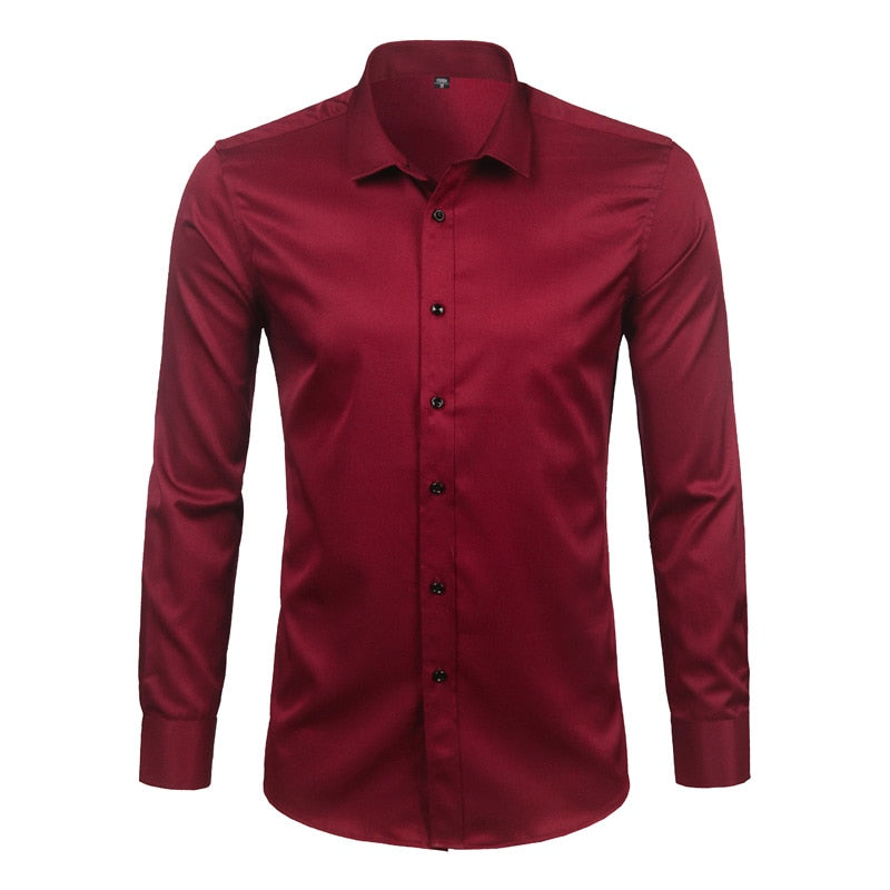 Purple Men's Bamboo Fiber Dress Shirt 2018 Brand New Slim Fit Long Sleeve Chemise Homme Non Iron Easy Care Formal Shirt For Men