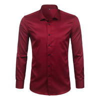 Purple Men's Bamboo Fiber Dress Shirt 2018 Brand New Slim Fit Long Sleeve Chemise Homme Non Iron Easy Care Formal Shirt For Men