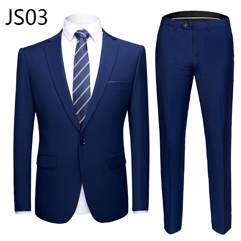 Good quality 2 piece men's wedding suit male slim fit business office plus size Blazer+ pants men suit set