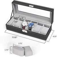 Watch Box, 12 Slots PU Leather Case Organizer with Jewelry Drawer for Storage and Display