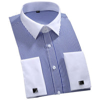 Men's Classic French Cuffs Striped Dress Shirt