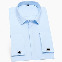 Men's Classic Hidden Buttons French Cuffs Solid Dress Shirt