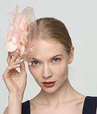 Fascinators Hats for Womens 50s Headwear with Veil Flower Cocktail Wedding Tea Party Church Derby Hat