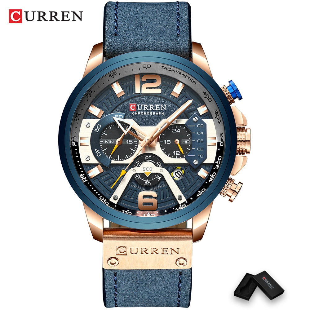 Blue Top Brand Luxury Military Leather Wrist Watch