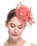 Fascinators Hats for Womens 50s Headwear with Veil Flower Cocktail Wedding Tea Party Church Derby Hat