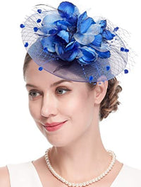 Fascinators Hats for Womens 50s Headwear with Veil Flower Cocktail Wedding Tea Party Church Derby Hat