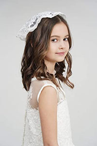 Flowergirl Veils First Communion Veil Lace Floral Edge Veil Headwrap for Grils F5