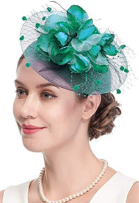Fascinators Hats for Womens 50s Headwear with Veil Flower Cocktail Wedding Tea Party Church Derby Hat