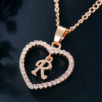 Womens Jewelry Name Initials Heart Pendant Necklace 26 Letters Zircon Love Necklaces Girls Gifts the First Letter Accessories