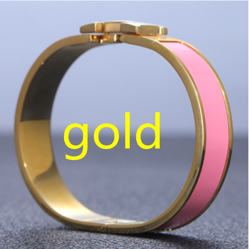 Trend H  Brand Pink Women's Bracelet Luxury Original Jewelry Designer Colorful Enamel Fashion Lover Gift