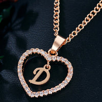 Womens Jewelry Name Initials Heart Pendant Necklace 26 Letters Zircon Love Necklaces Girls Gifts the First Letter Accessories