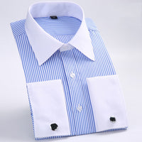 Men's Classic French Cuffs Striped Dress Shirt