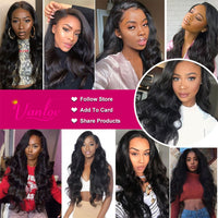 Vanlov Brazilian Body Wave Hair Bundles Natural Black&Jet Black Human Hair Weave Bundles 1/3/4 Piece 8-30” Remy Hair Extensions