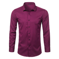 Purple Men's Bamboo Fiber Dress Shirt 2018 Brand New Slim Fit Long Sleeve Chemise Homme Non Iron Easy Care Formal Shirt For Men