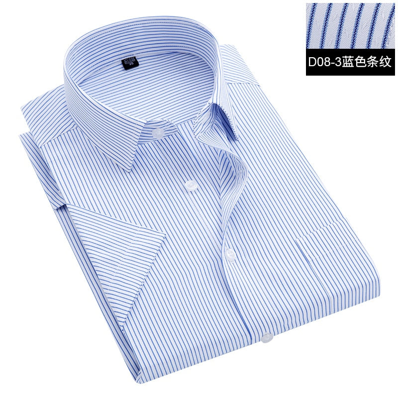 Summer S~8xl men's striped short sleeve dress shirt