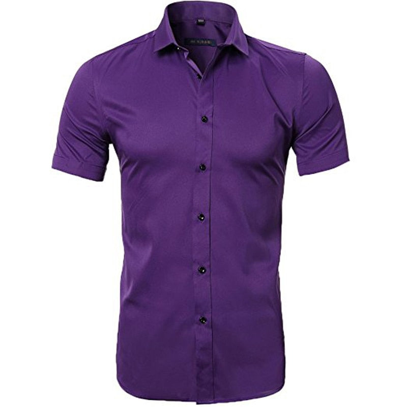 Purple Men's Bamboo Fiber Dress Shirt 2018 Brand New Slim Fit Long Sleeve Chemise Homme Non Iron Easy Care Formal Shirt For Men