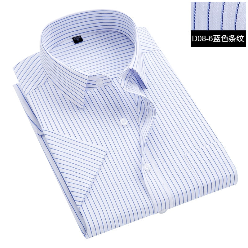 Summer S~8xl men's striped short sleeve dress shirt