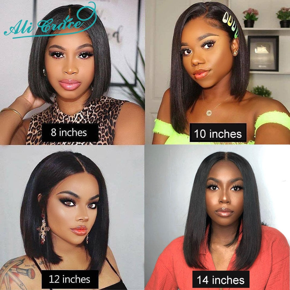 Ali Grace Bob Lace Front Wigs For Women Short Human Hair Bob Closure Wig Natural Hairline Brazilian Straight Lace Front Bob Wigs