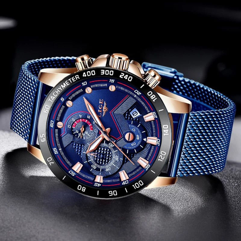 Top Brand Luxury WristWatch Quartz Clock Blue Watch