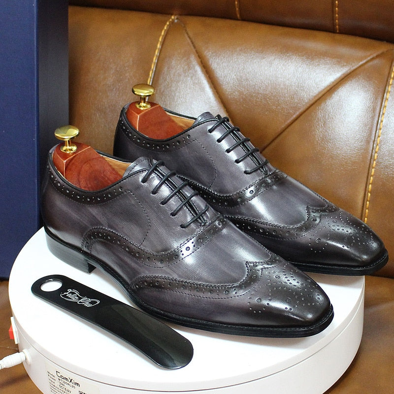 Handmade Mens Wingtip Oxford Shoes\