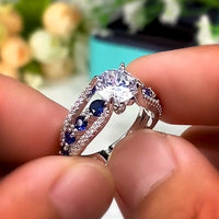 Huitan Special-interest Wedding Rings Women Blue/White