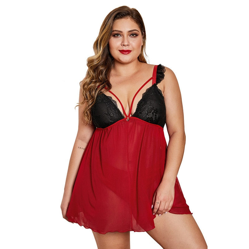 5XL Plus Size Sexy Lingerie Bodysuit for Women with Panty